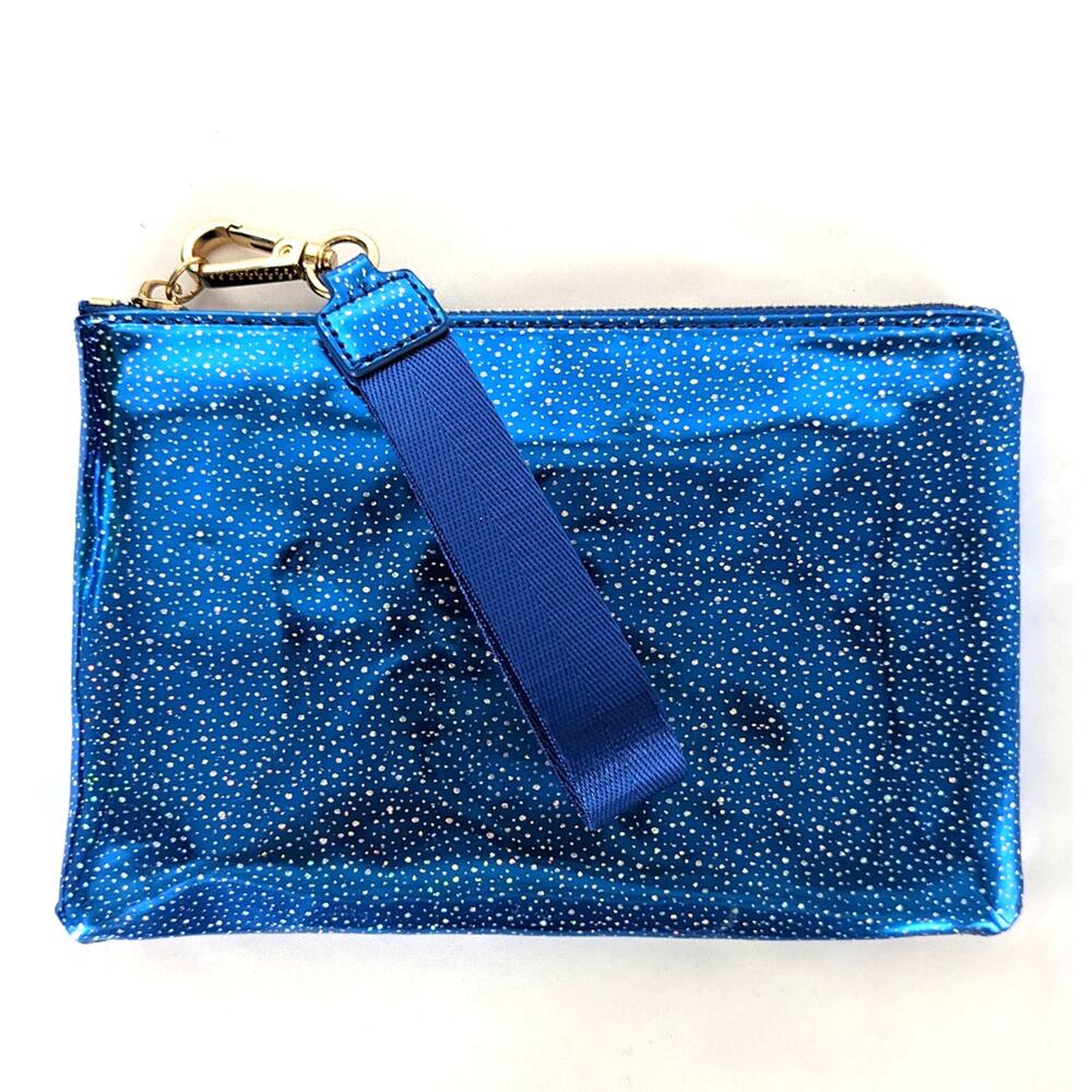 Holiday Blue Wristlet Clutch Sparkle Glitter Bag